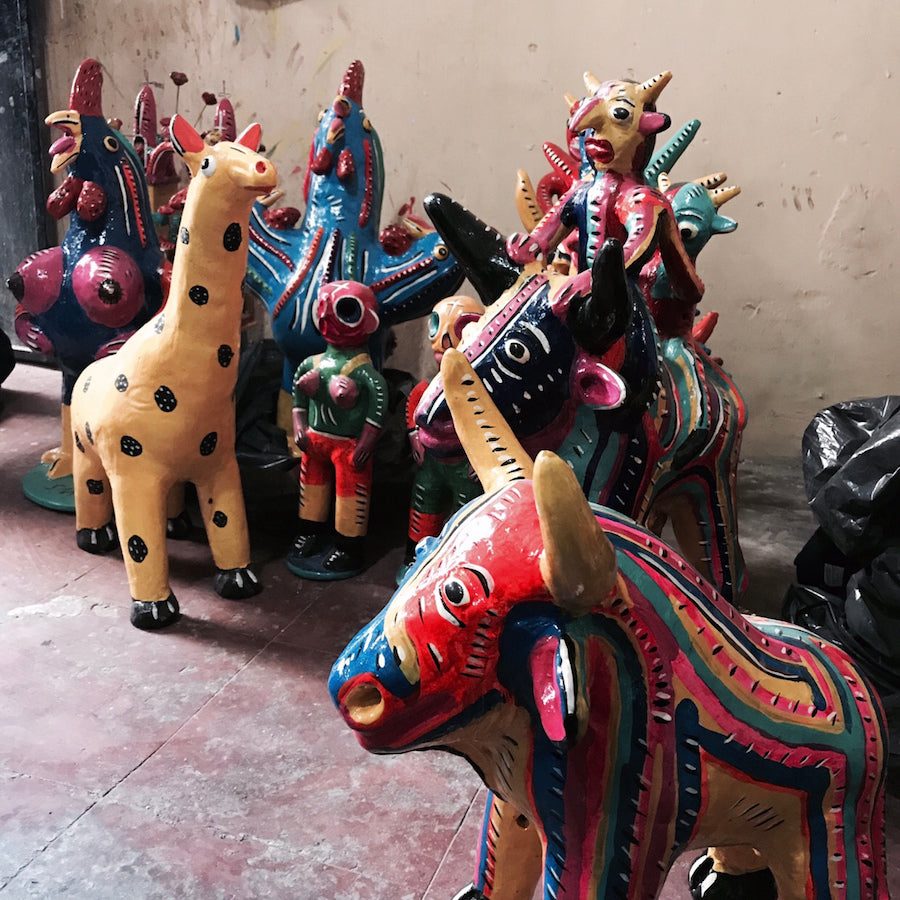 Ceramic sculptures by Mexican ceramic folk artist Serapio Medrano