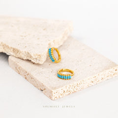 Baguette Turquoise CZ Hoop Earrings