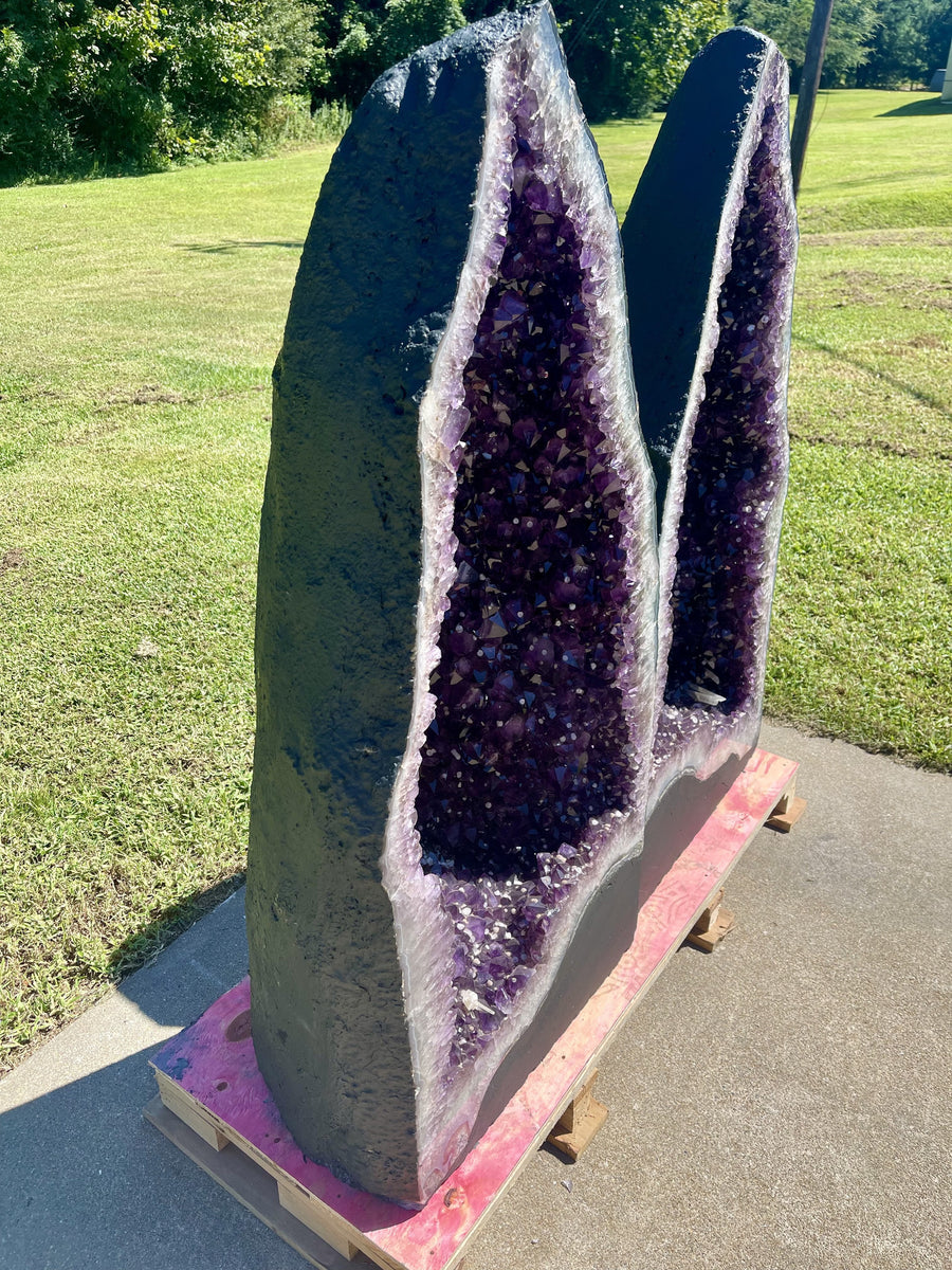 "CAPTIVATING COMPANIONS" Huge Amethyst Geode Pair 50.50" Very High Quality LAG-69