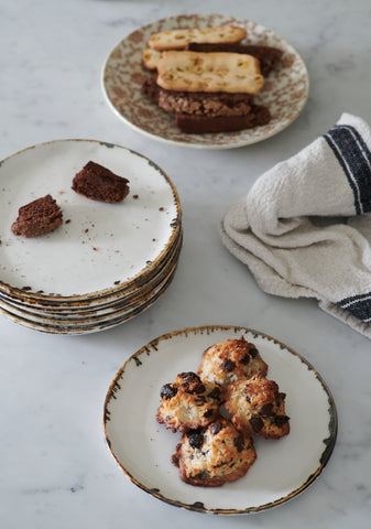 Desserts served on Bare Salad Plates in Bronze Drip