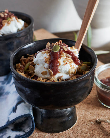 Bare Coupe filled with homemade granola, yogurt and nuts