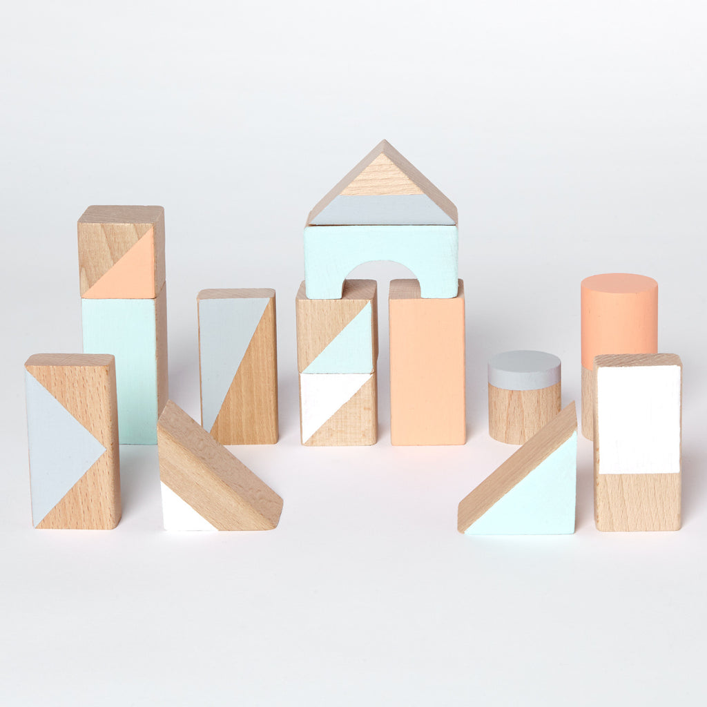 Wooden building blocks - Pastel colours 