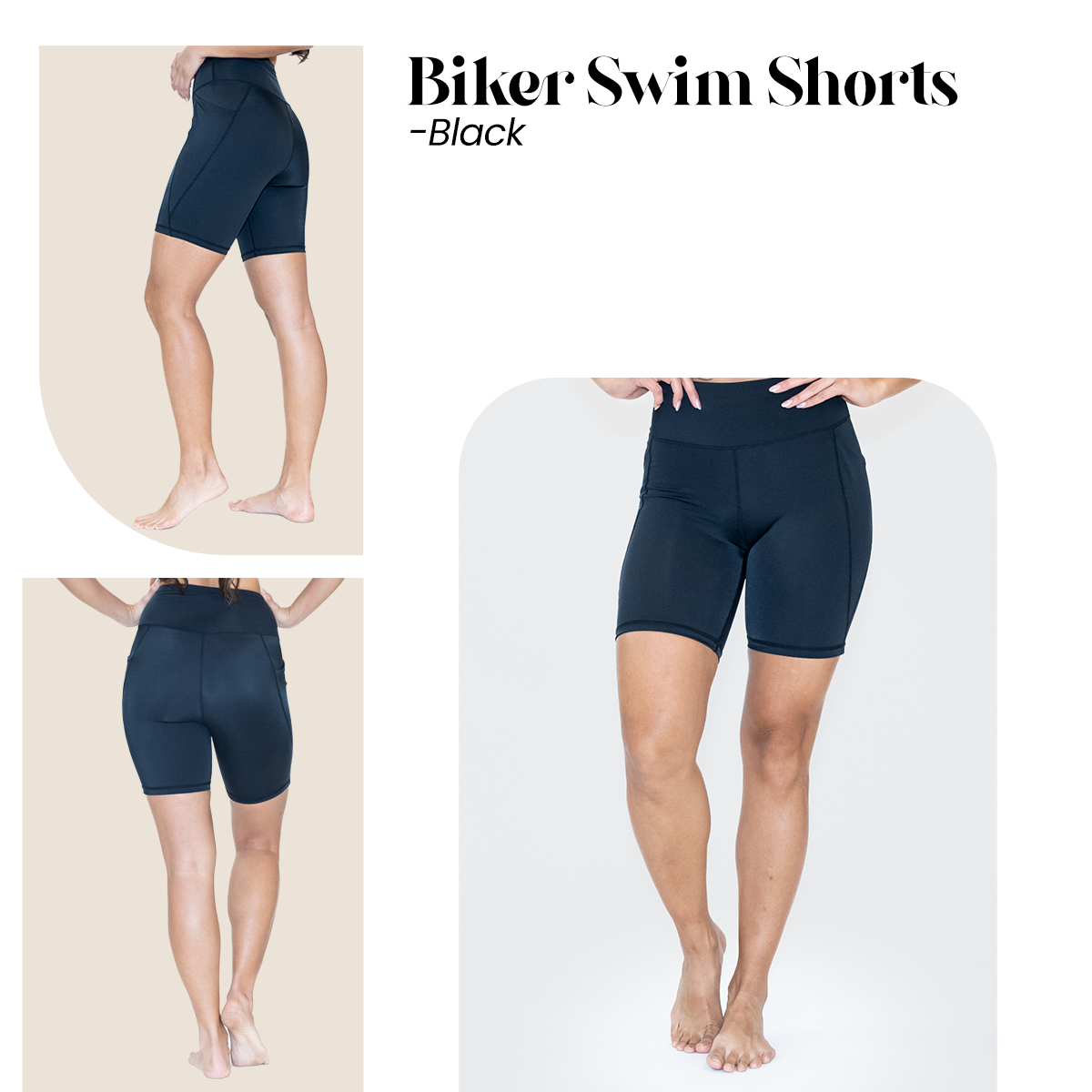 Biker Swim Shorts (7 in. inseam) - Black