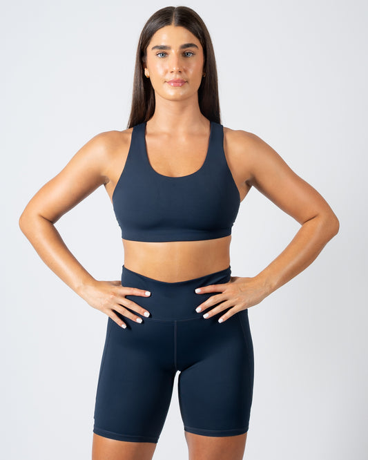TALA Solasta medium support strappy sports bra in brown - exclusive to ASOS