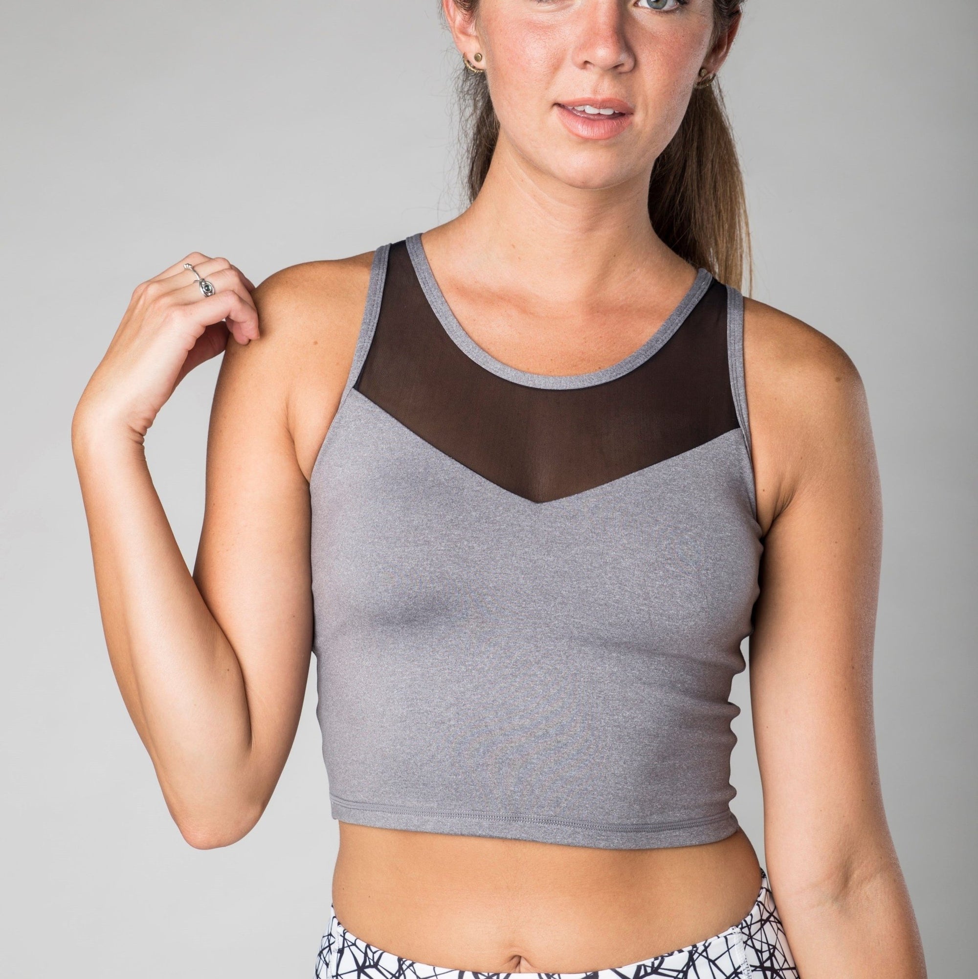 gray mesh top