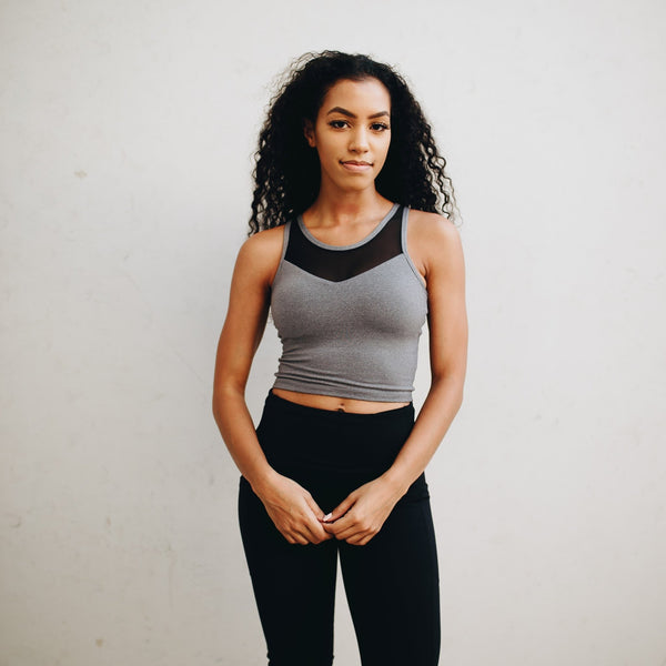 Mesh Crop Top - Gray - FINAL SALE - Senita Athletics