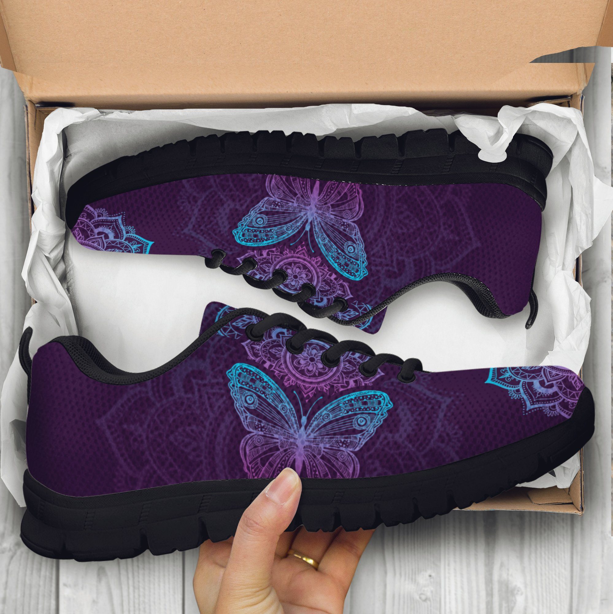 Purple Butterfly Handcrafted Sneakers 