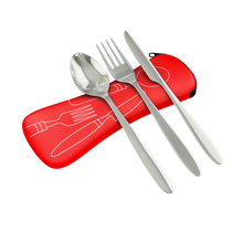 Load image into Gallery viewer, 3 Piece Lightweight Stainless Steel Travel / Camping Cutlery Set and Case