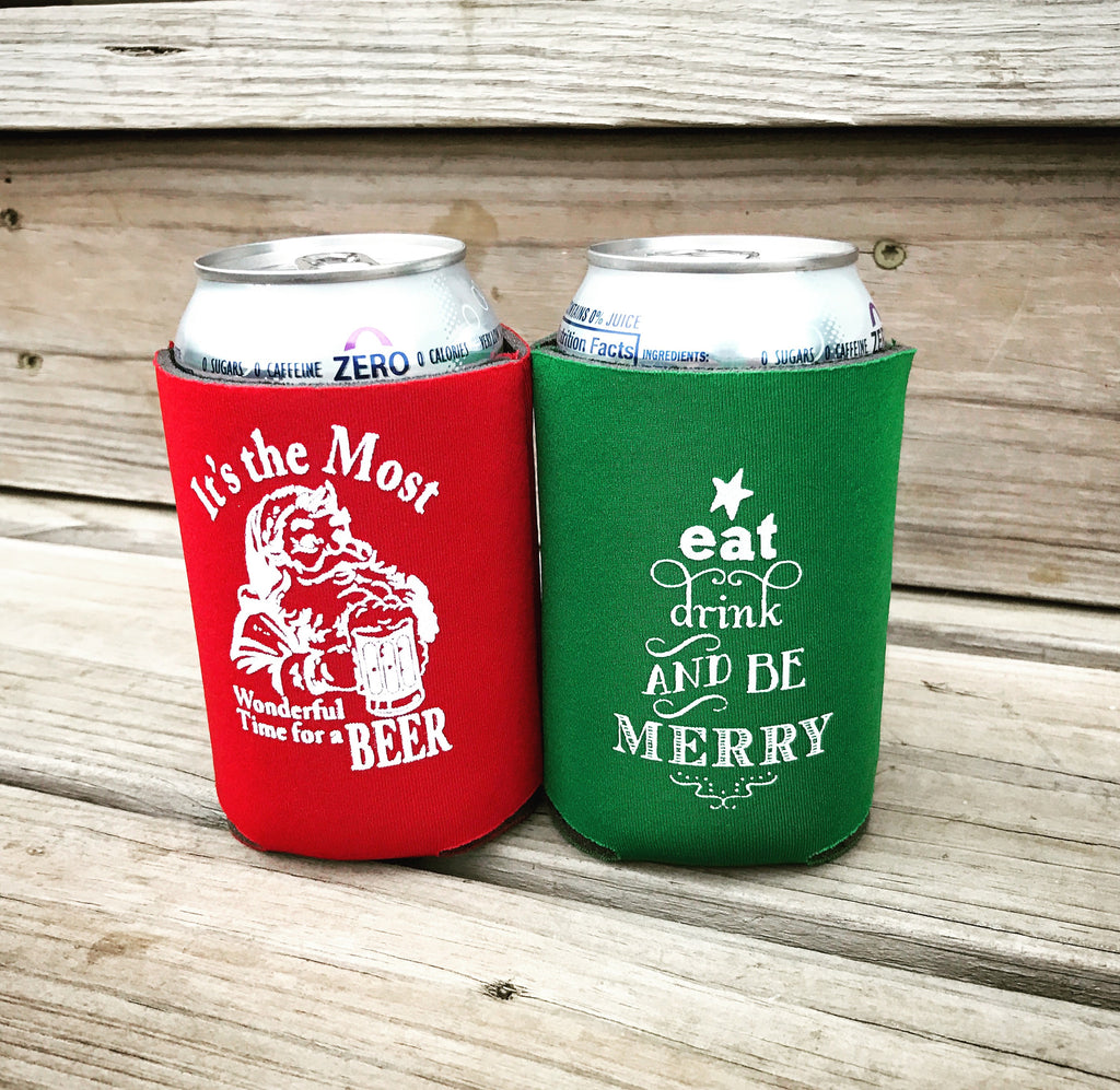 2 pack Christmas can coolers Knot and Nest Designs