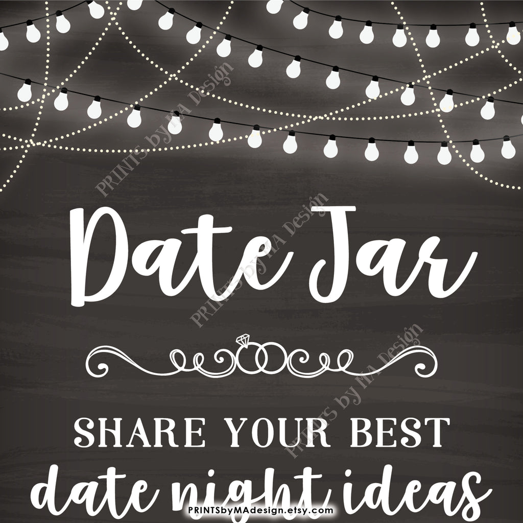 Date Night Jar Sign Printable Date Jar Sign Wedding Date Jar Printable Sign Bridal Shower Date Night Jar Sign Rustic Date Night Signage