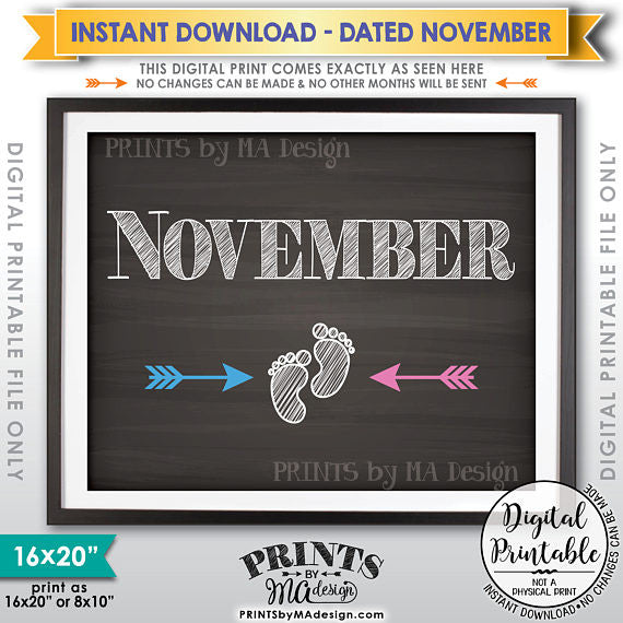 November Pregnancy Announcement Sign due in NOVEMBER, Subtle Due Date