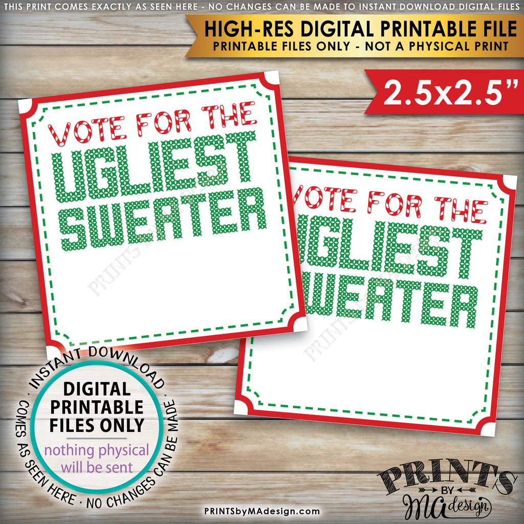 Ugly Christmas Sweater Party Voting Ballots, Vote for the Ugliest Chri