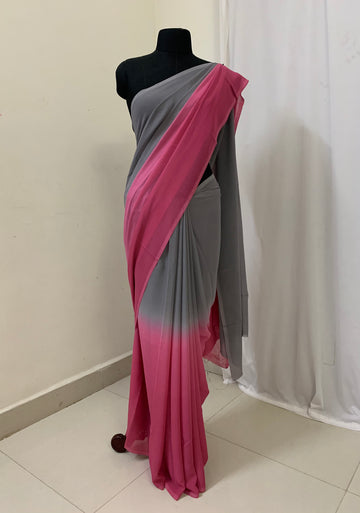 HERE&NOW Pink & Blue Ombre Gotta Pati Pure Georgette Saree Price in India,  Full Specifications & Offers | DTashion.com