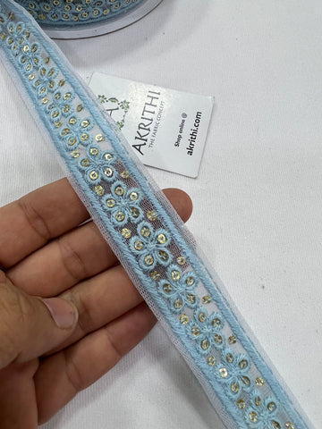 Inhika 9 Meters Lace Border Material, Embroidered, Velvet Fabric