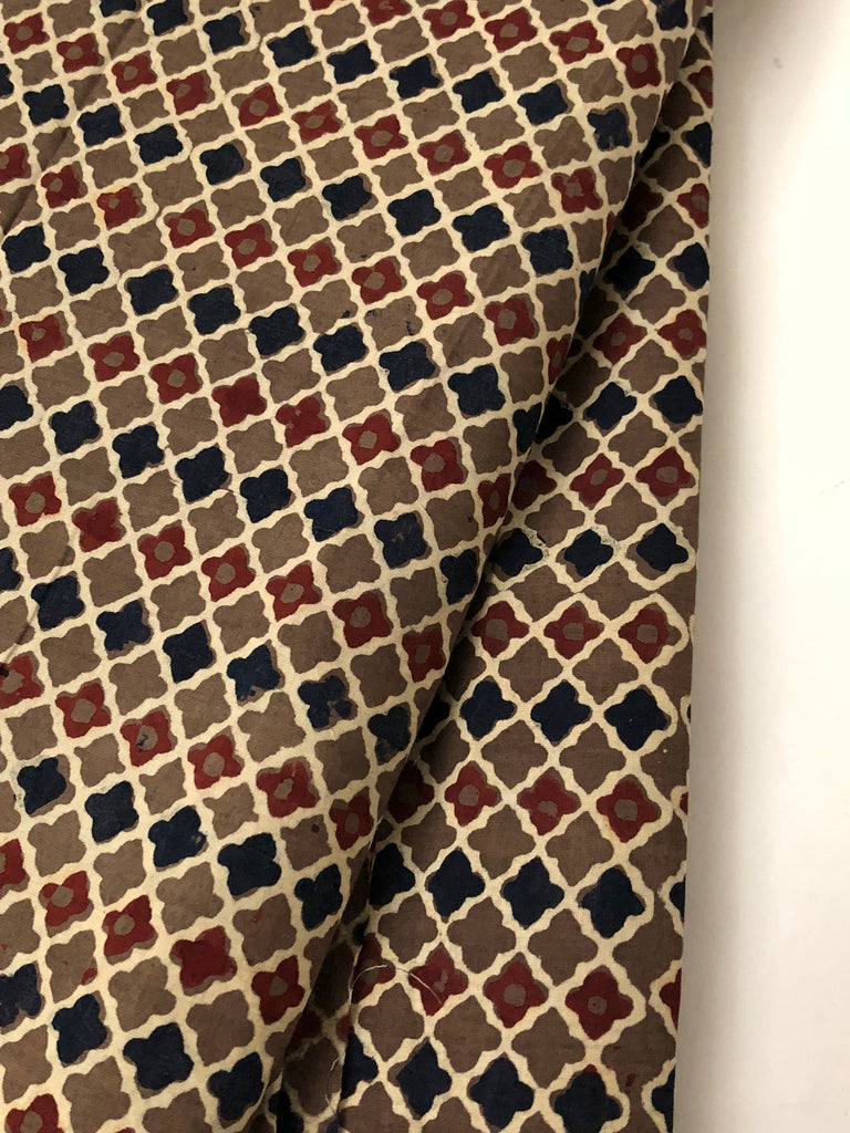 Ajrak printed cotton mal fabric – Akrithi