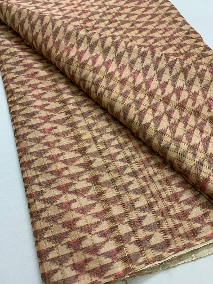 Ikat Printed semi silk fabric – Akrithi