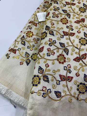 EMBROIDERED RAW SILK FABRIC – Akrithi