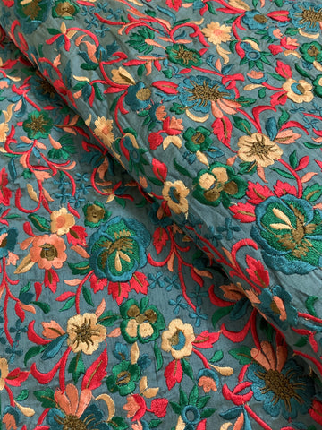 EMBROIDERED RAW SILK FABRIC – Akrithi