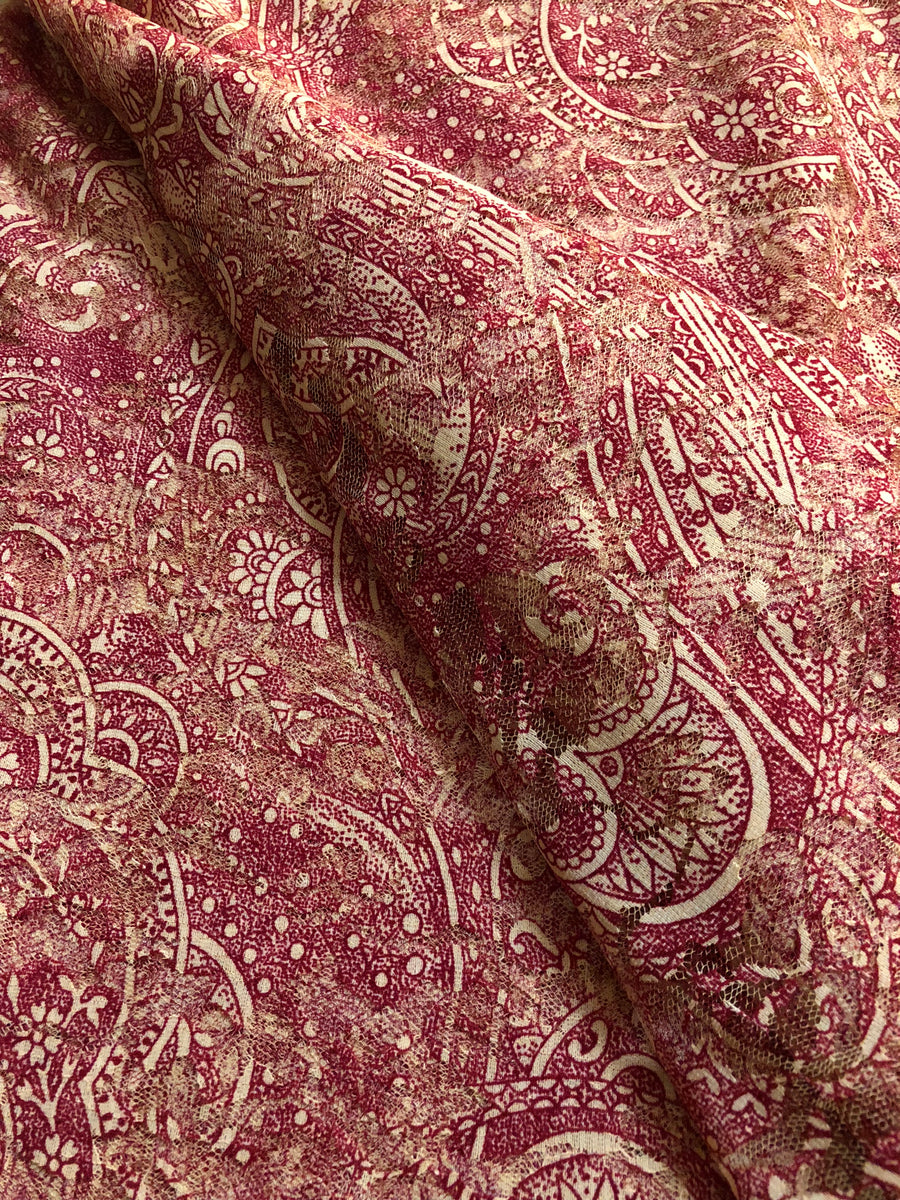 DIGITAL GEOMETRICAL PRINTED RUSSEL NET FABRIC – Akrithi