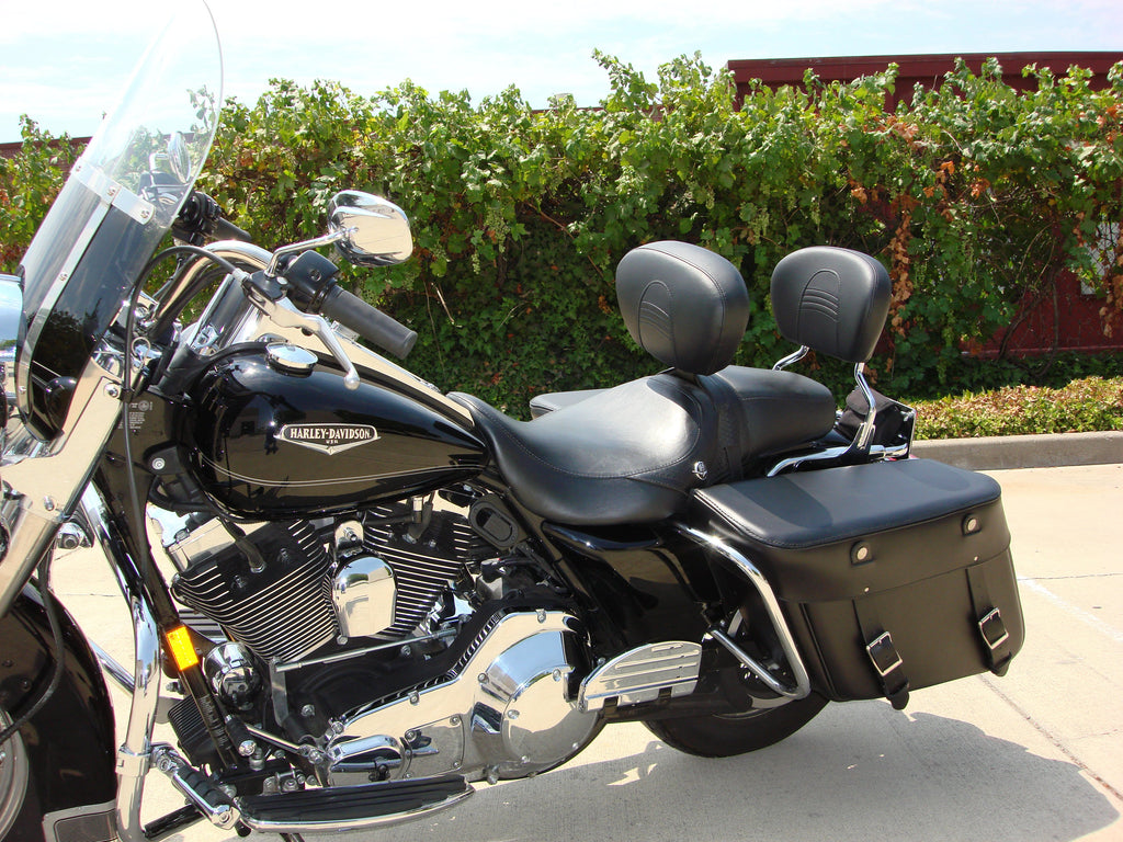 custom leather saddlebags for road king