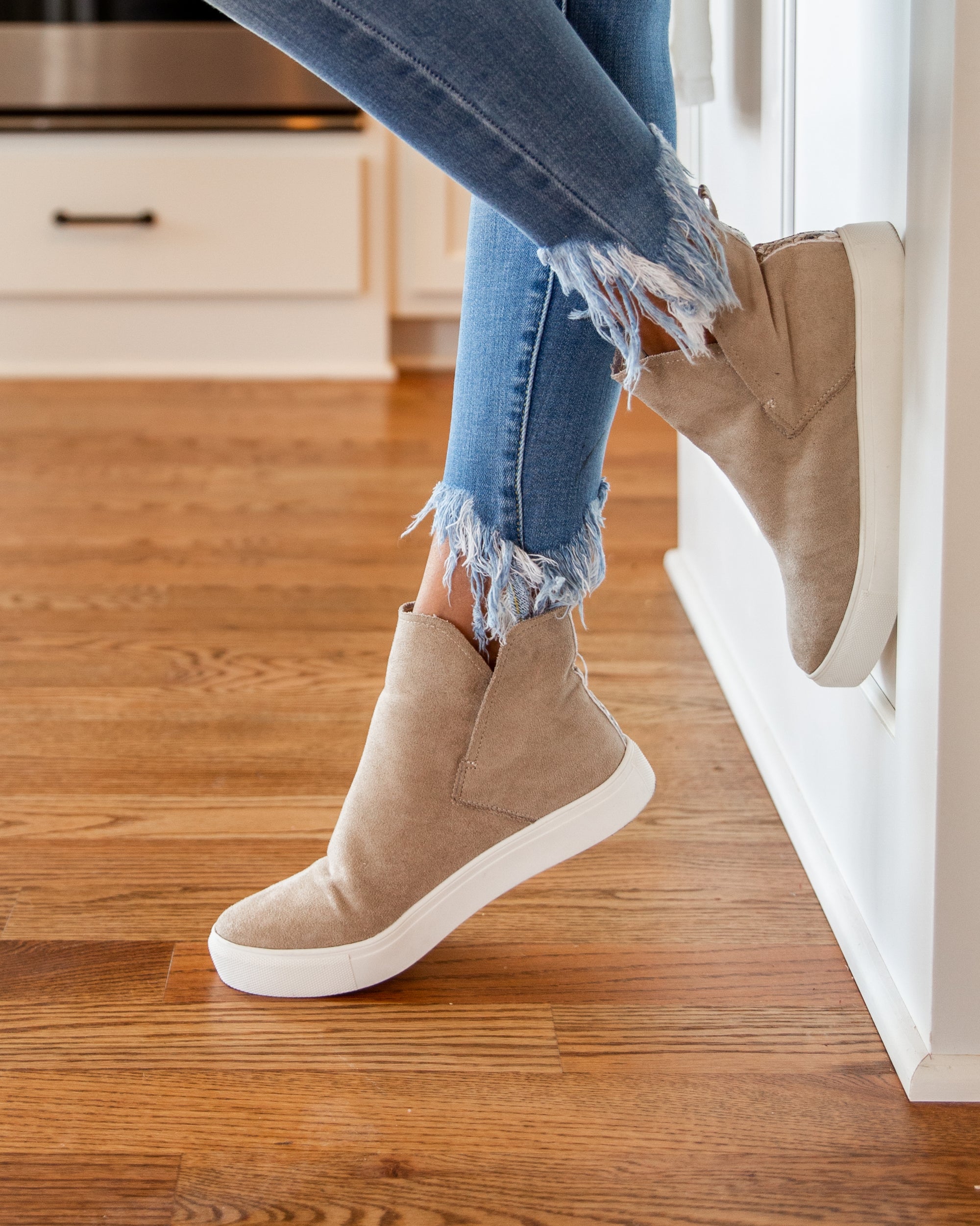 taupe slip on sneakers