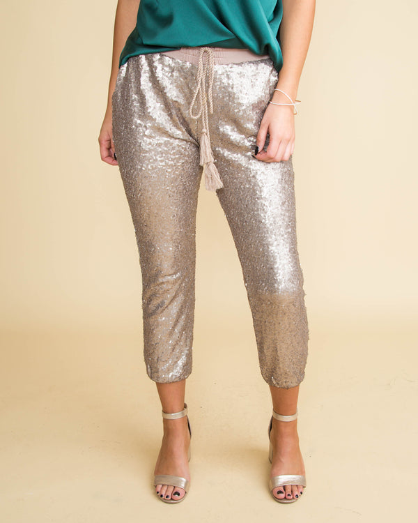 navy sequin joggers