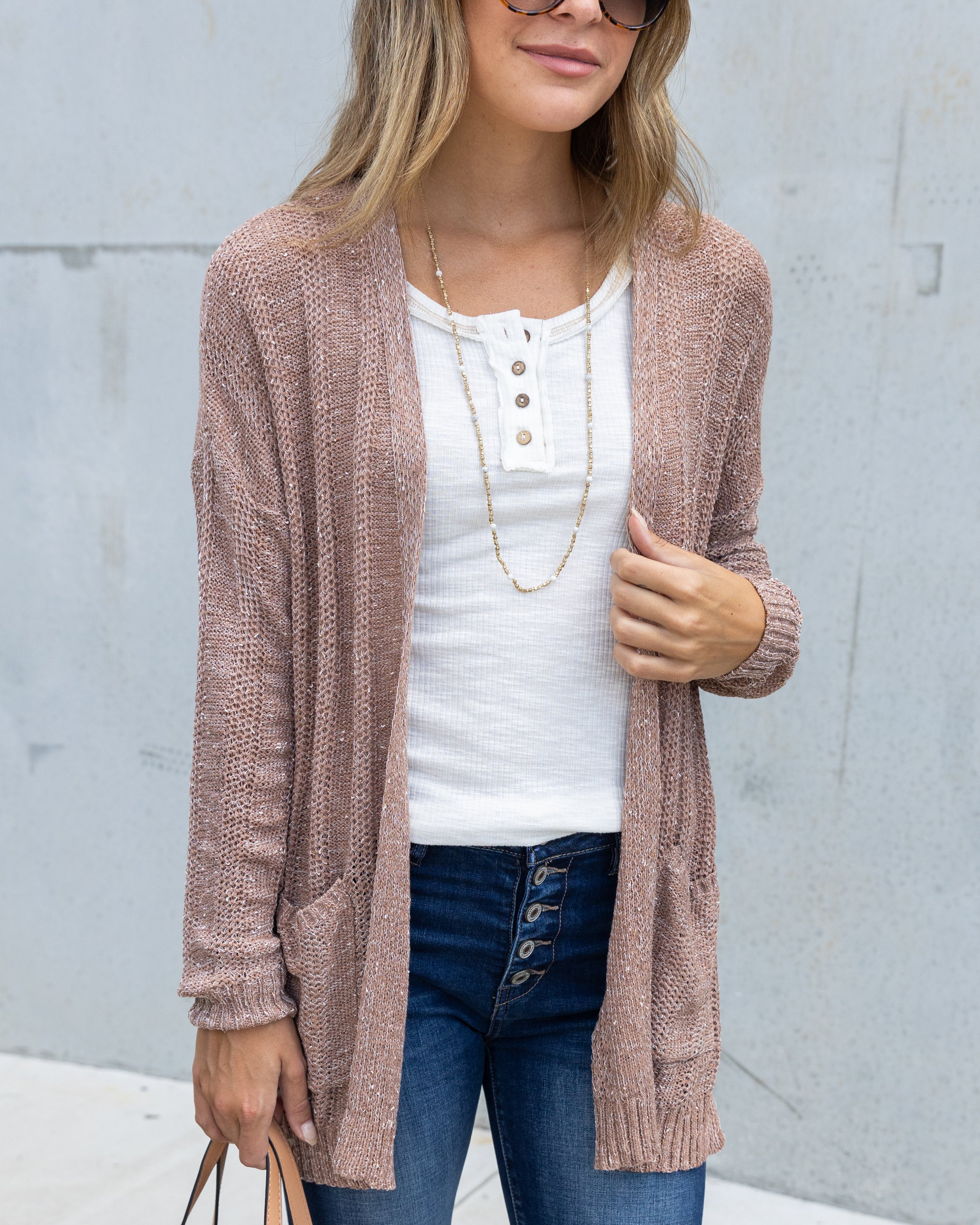 Hazel Lightweight Knit Cardigan - Taupe