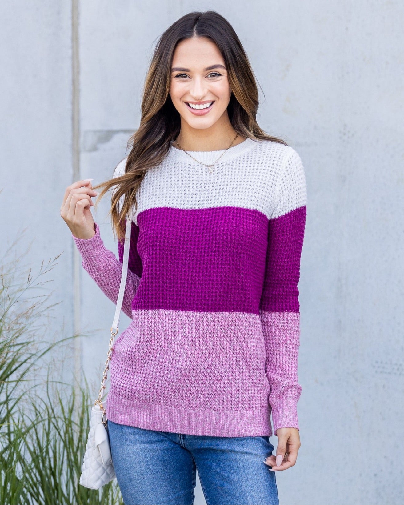 Collins Color Block Sweater - Pink Multi