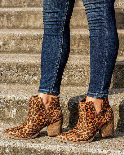 leopard cut out booties