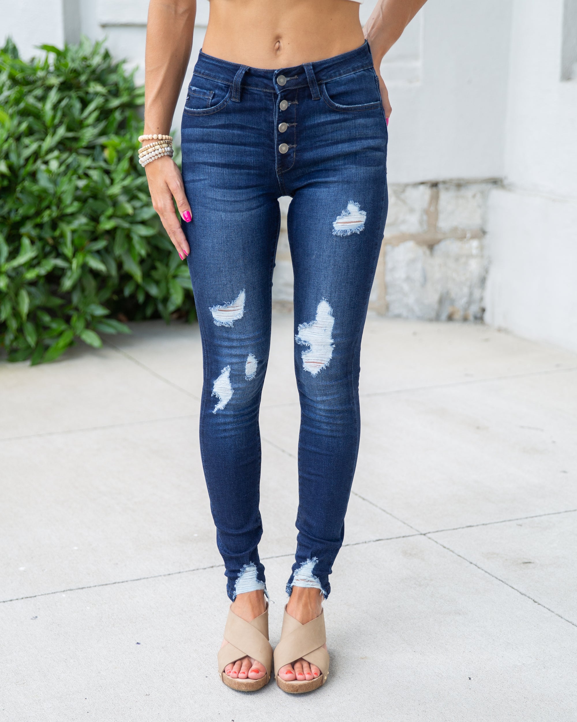 button up front jeans
