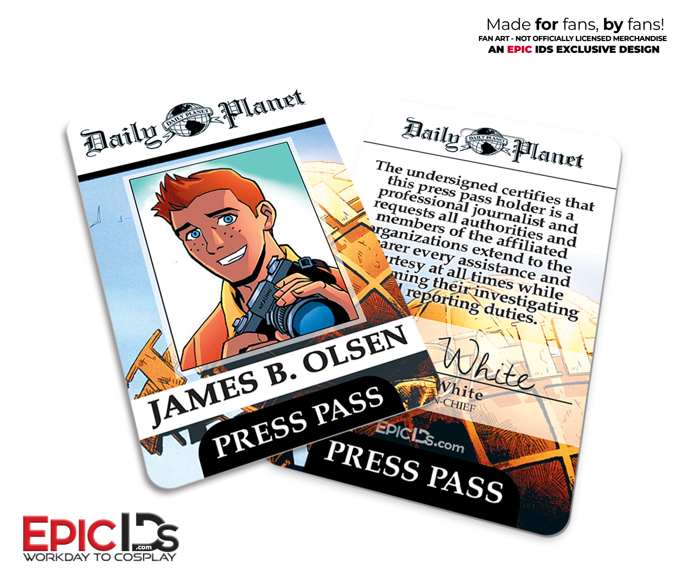 Jimmy Olsen Daily Planet Press Pass — Superman Classic Comic Cosplay Prop