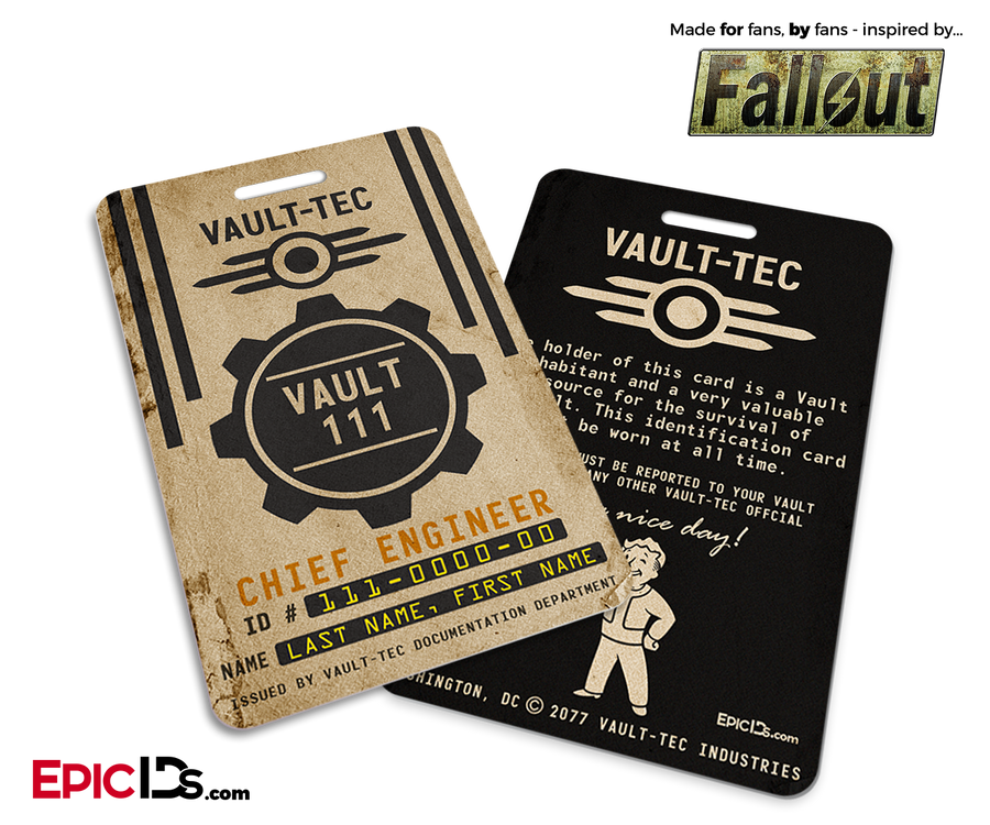 Игровой лейбл. Пропуск Vault Tec. Лейблы игр. Vault ID badge Fallout. Epic тег
