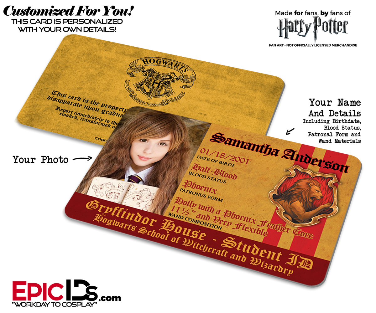 Hogwarts School 'Hufflepuff' Harry Potter Inspired Student ID [Photo P -  Epic IDs