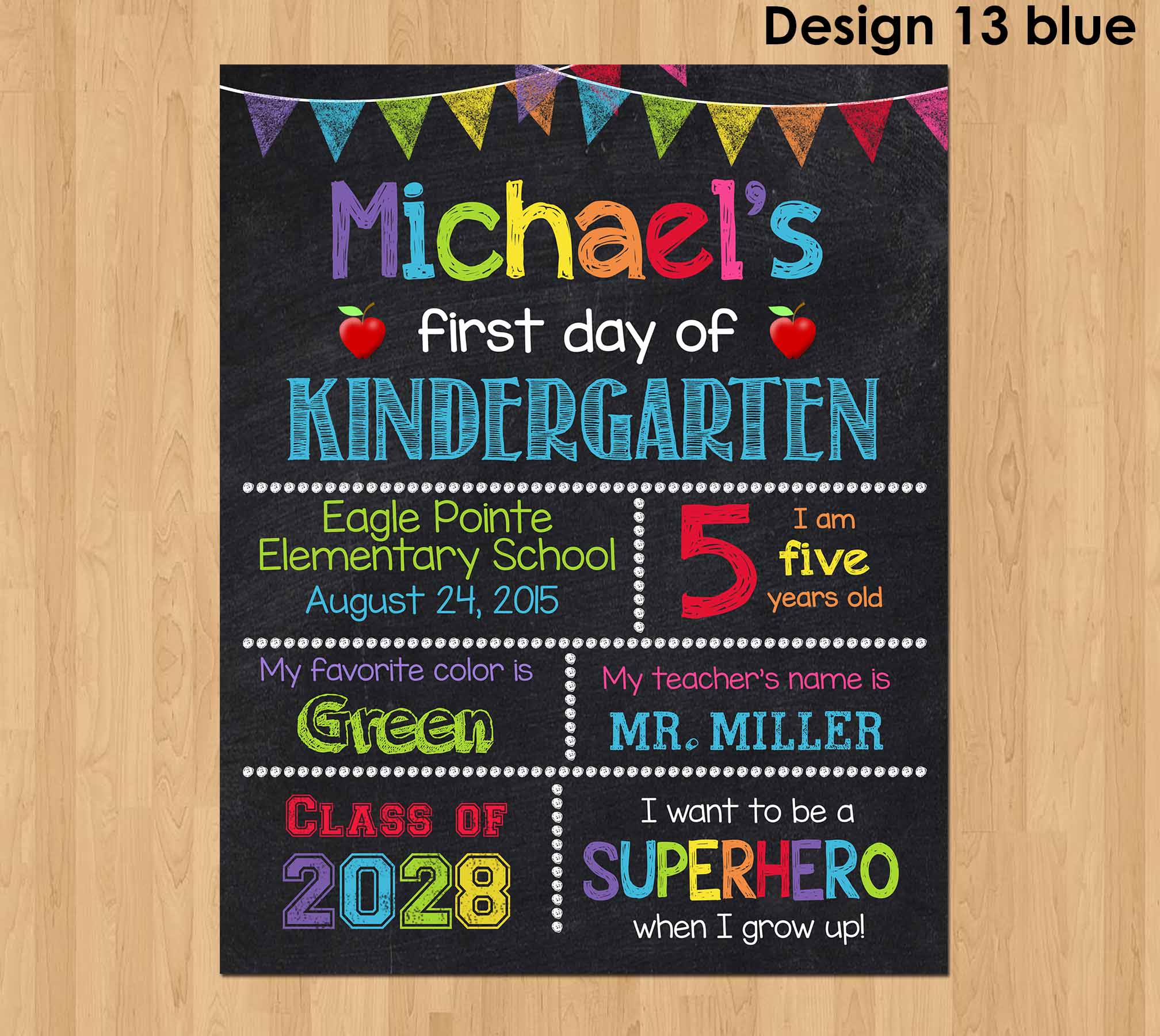 first day of kindergarten sign 2016 free