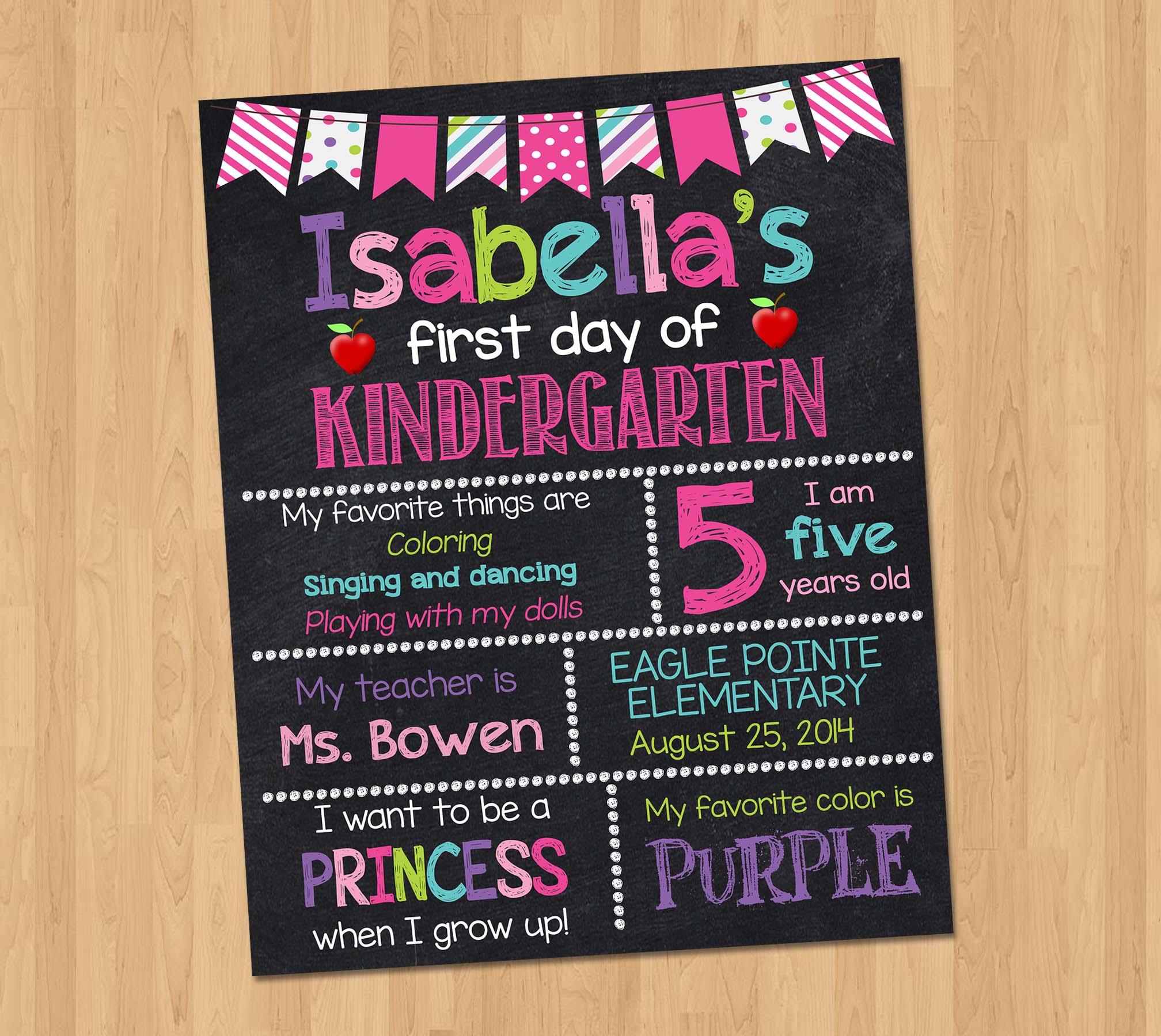 free downloadable template first day of kindergarten sign