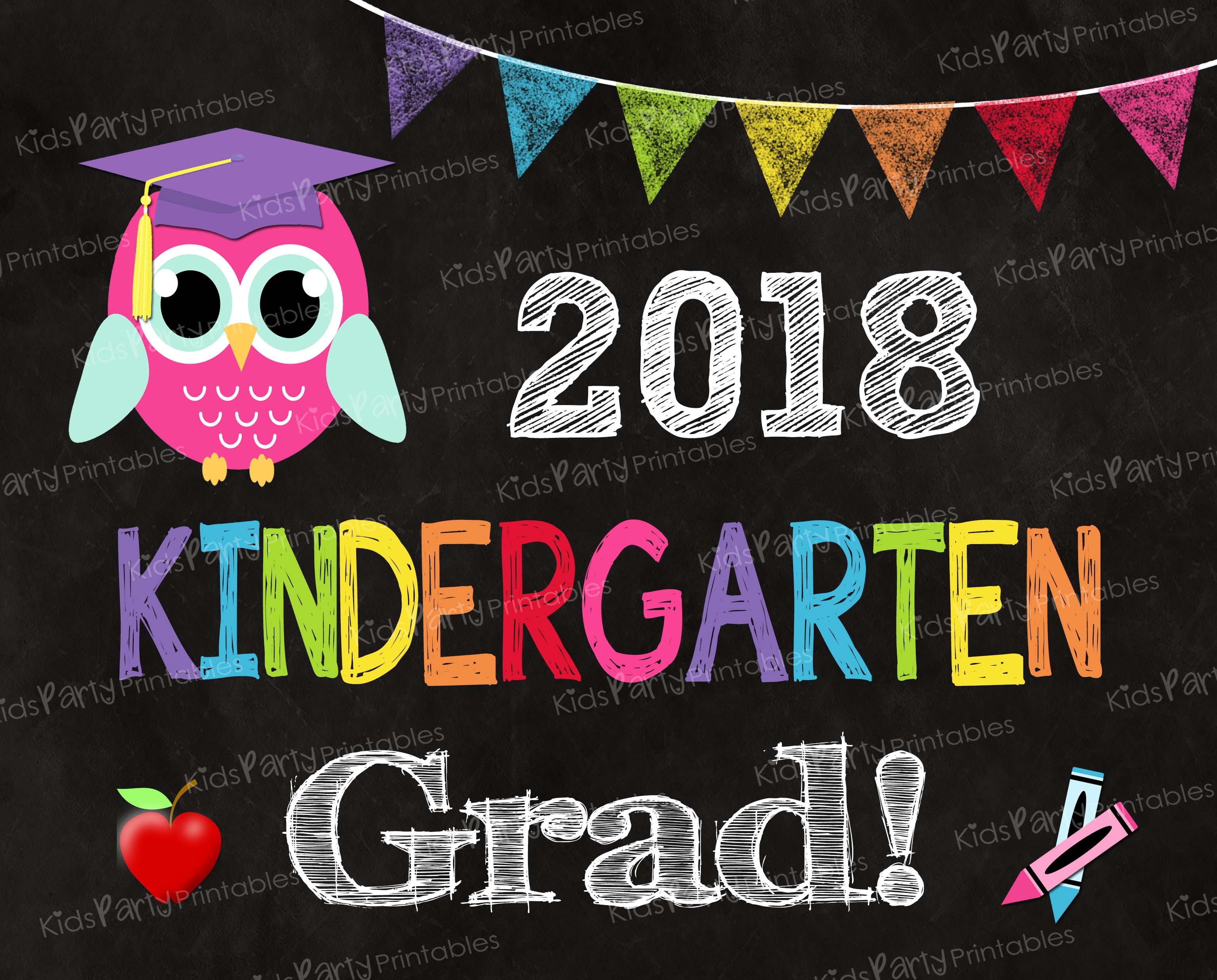 kindergarten graduation sign 2018 instant download chalkboard poster