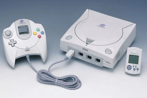SEGA Dreamcast console with controller and VMU accessory