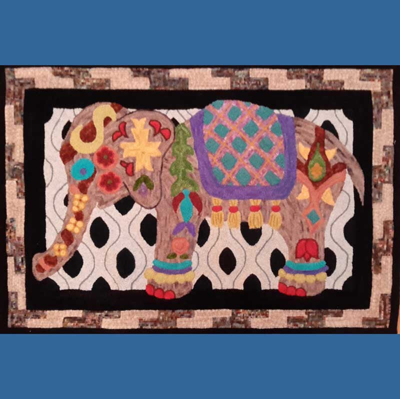 Painted Elephant Rug Hooking pattern | Seaside Rug Hooking Company