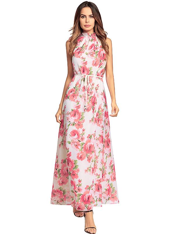 Women Sex Halter Floral Maxi Dress – FIREVOGUE