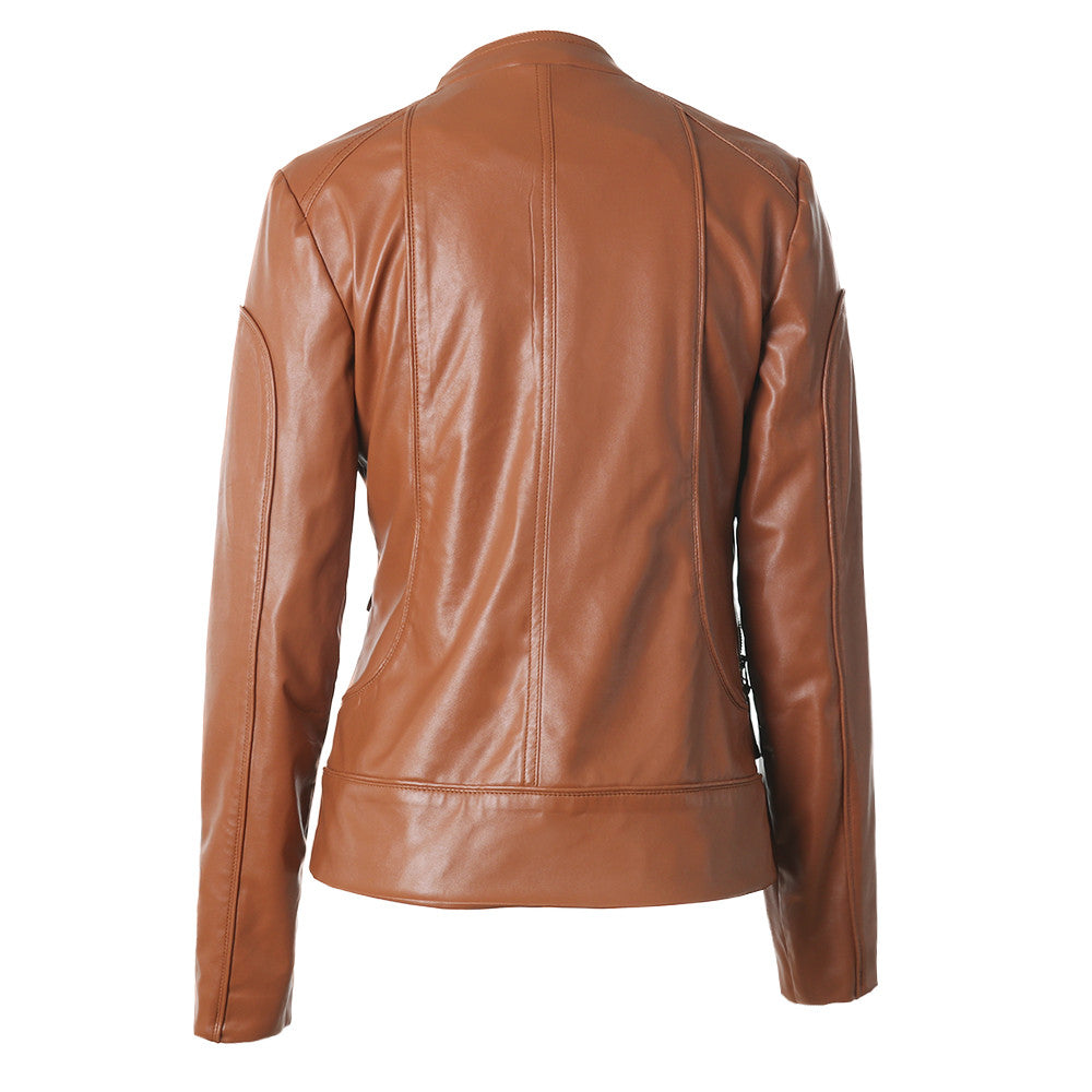 Diagonal Zip Up Front Leather Jacket – FIREVOGUE