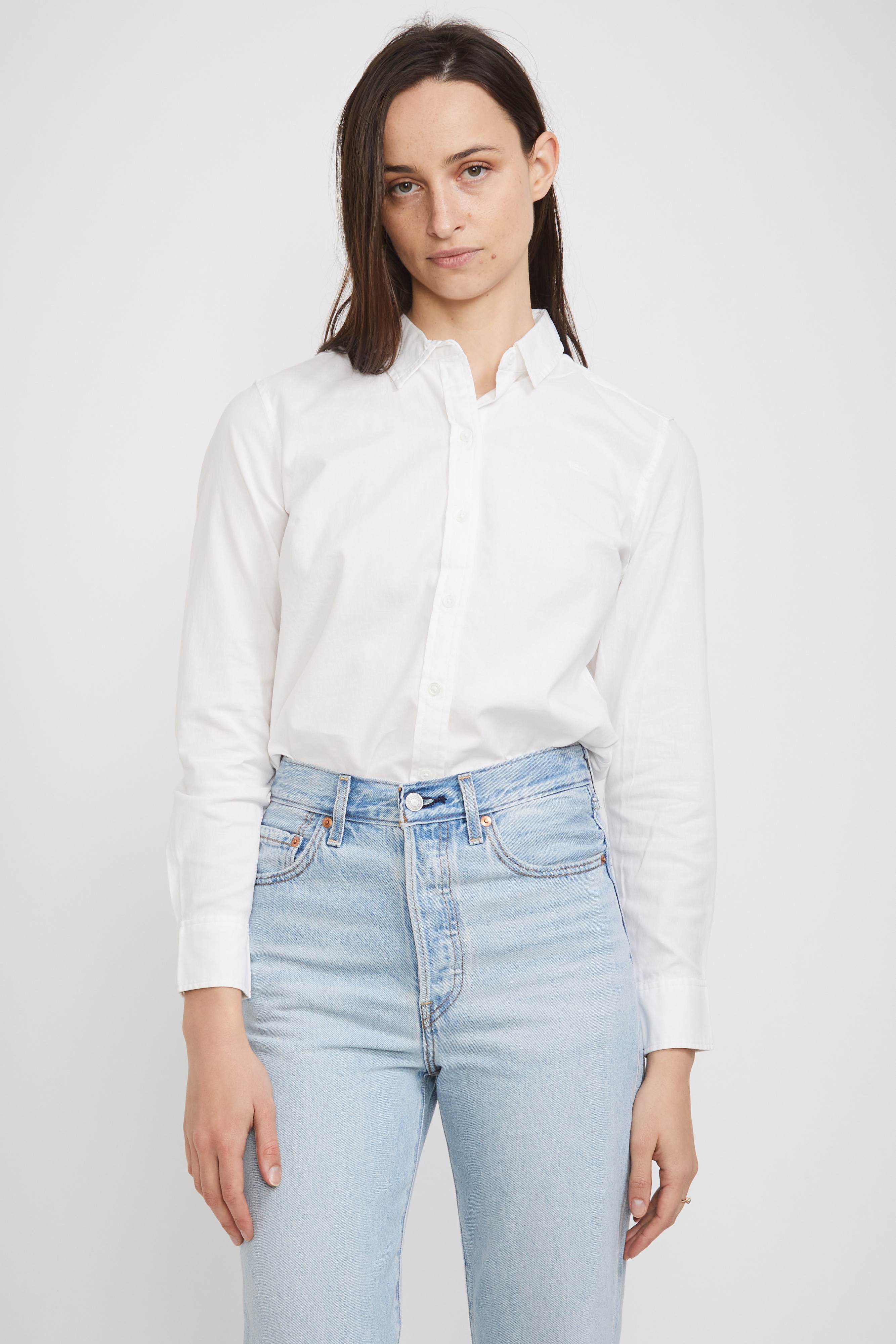 levi's white denim shirt