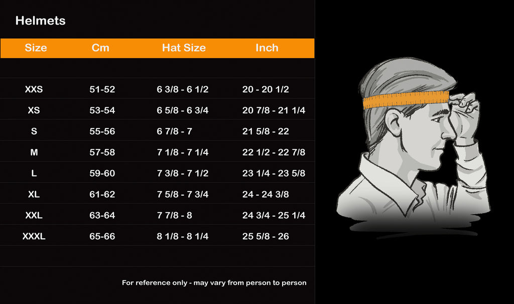 Helmet Size Measurement Chart