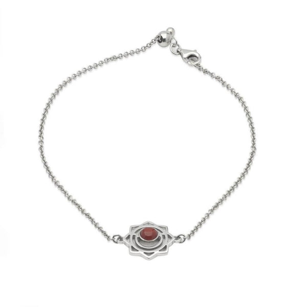 FIYAH silver sacral chakra bracelet on a white background