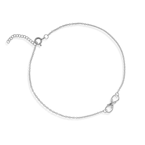 FIYAH silver infinity anklet on a white background