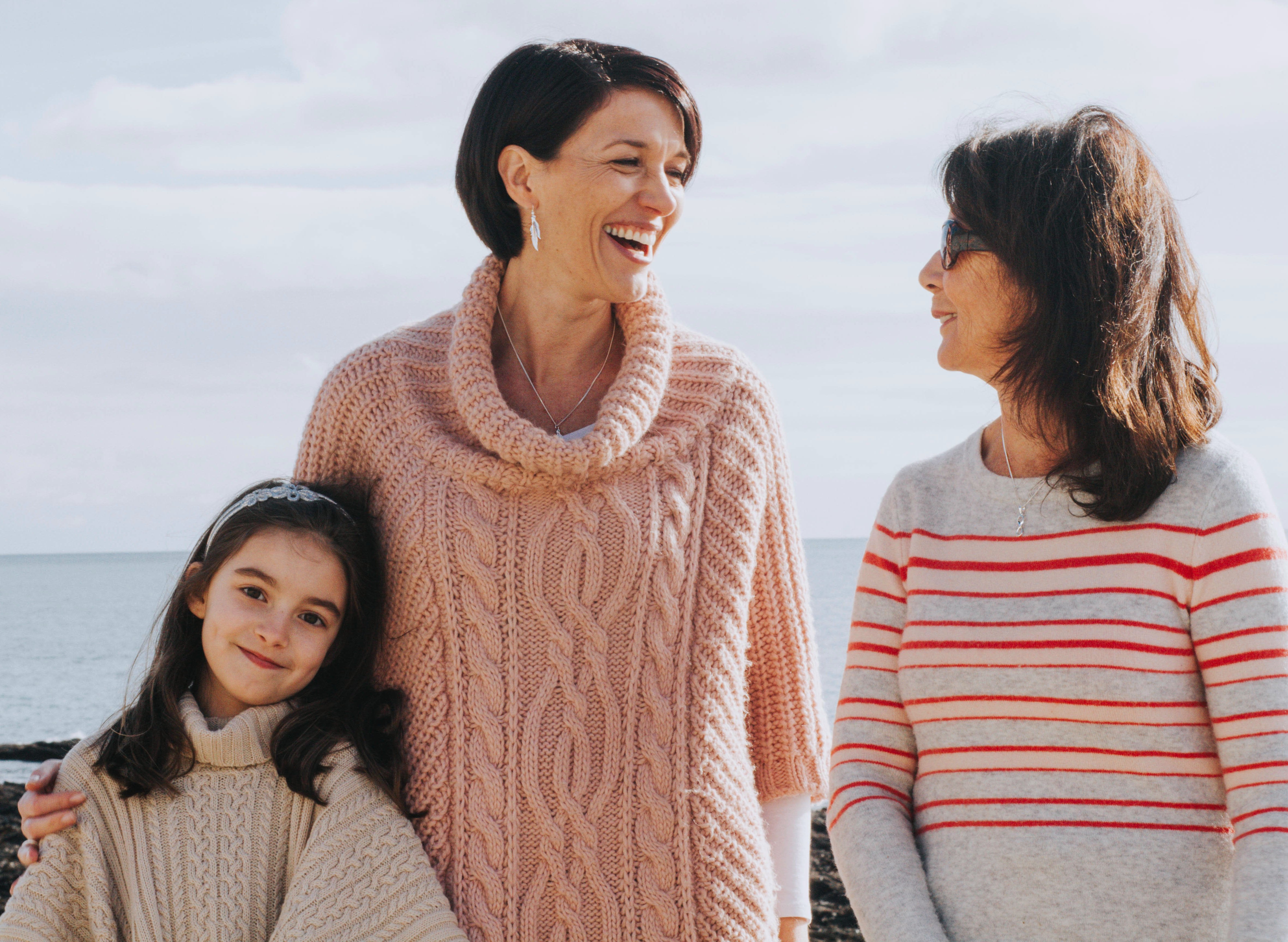 Female family members happy and smiling