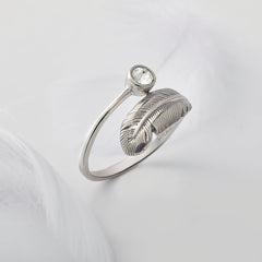 Diamond Set Feather Ring