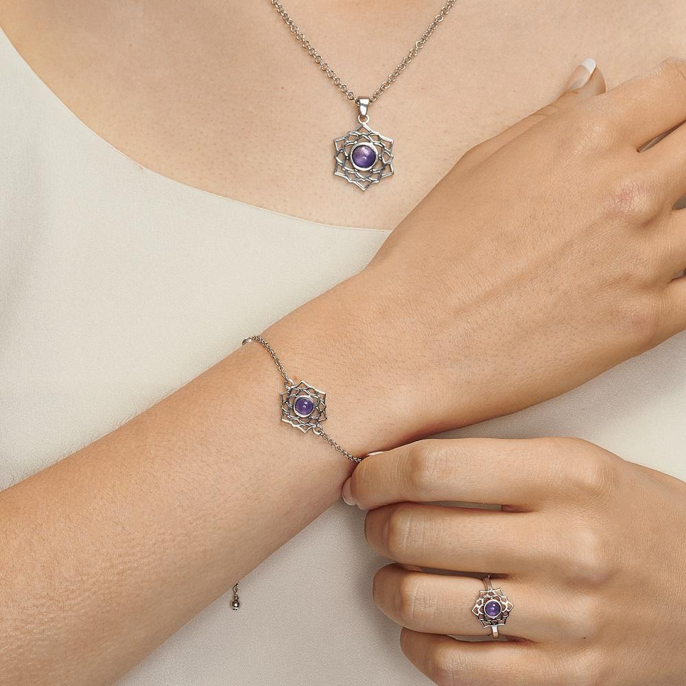 Woman wearing Crown Chakra Jewellery