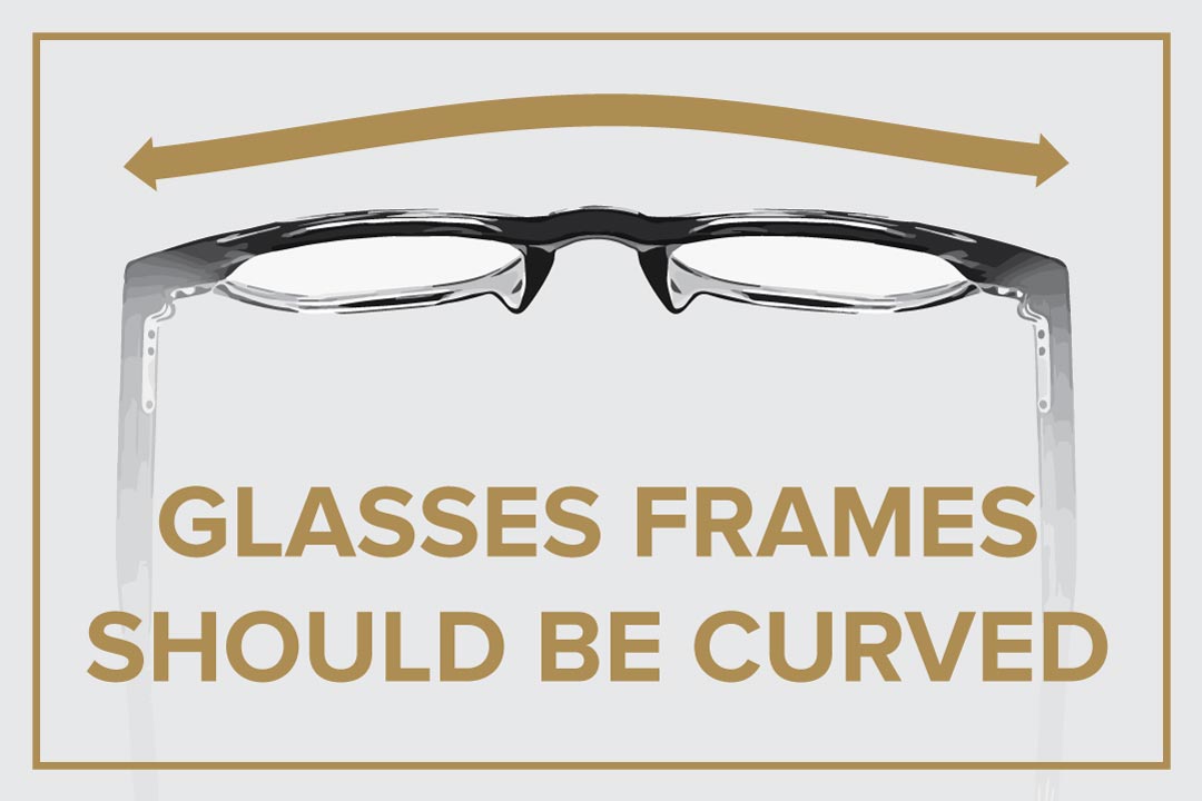 Aerial view of glasses frame curvature