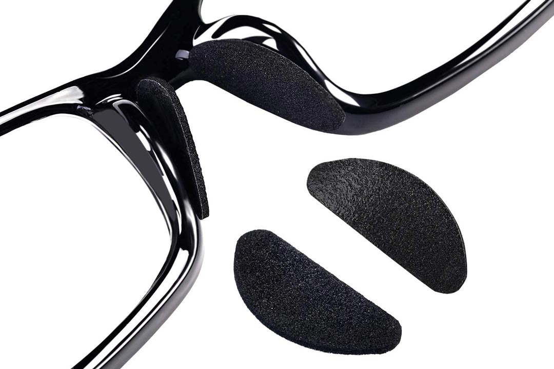 Close view of adhesive silicone nose pads for spectacles and sunglasses frames