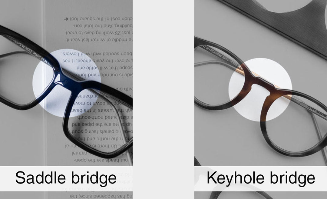 Comparison of saddle and keyhole glasses nose bridge shapes